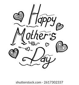 Happy Mother's Day Hand Lettering Vector, Mother's Day Doodle Lettering