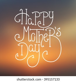 Happy Mother`s Day hand lettering. Hand made vector calligraphy on watercolor background. Typography design element.