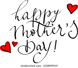 happy mother`s day hand written text calligraphy