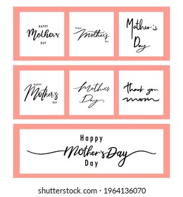 Happy Mother's Day hand-drawn calligraphy with card, on orange background, Vector illustration EPS 10
