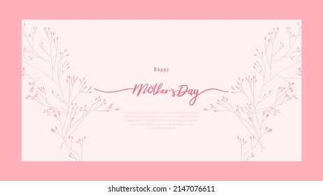 Happy Mother's day handwriting calligraphy Symbols with flowers  on pink background , Vector Illustration EPS 10 