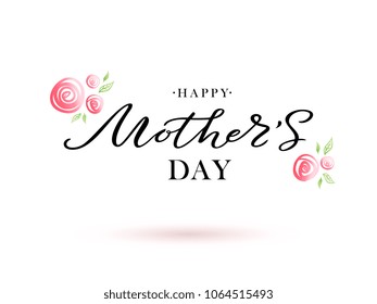 Happy Mother's Day handwritten lettering. Happy Mother's Day typography vector design for greeting cards and poster. Design template celebration. Vector illustration.