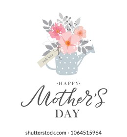 Happy Mother's Day handwritten lettering. Happy Mother's Day typography vector design for greeting cards and poster. Design template celebration. Vector illustration.