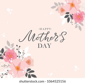 Happy Mother's Day handwritten lettering. Happy Mother's Day typography vector design for greeting cards and poster. Design template celebration. Vector illustration.