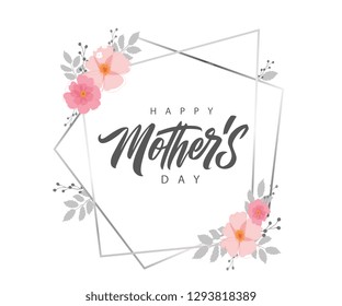 Happy Mother's Day handwritten lettering. Happy Mother's Day typography vector design for greeting cards and poster. Design template celebration. Vector illustration.