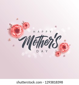 Happy Mother's Day Handwritten Lettering. Happy Mother's Day Typography Vector Design For Greeting Cards And Poster. Design Template Celebration. Vector Illustration.