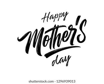 Happy Mother's Day handwritten lettering. Happy Mother's Day typography vector design for greeting cards and poster. Design template celebration. Vector illustration.