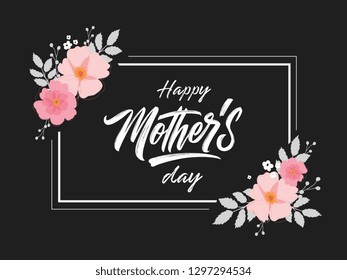 Happy Mother's Day handwritten lettering. Happy Mother's Day typography vector design for greeting cards and poster. Design template celebration. Vector illustration.