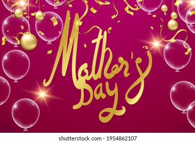 Happy Mothers Day handwritten lettering illustration