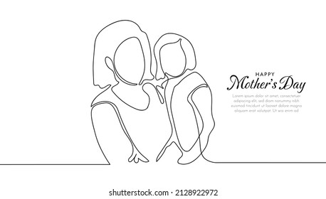 Happy Mother's Day handwritten lettering. Continuous line drawing text design. Vector illustration