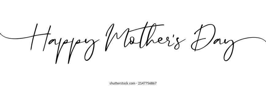 Happy Mother's Day handwritten lettering quote. Elegant continuous line drawing text design. Vector illustration