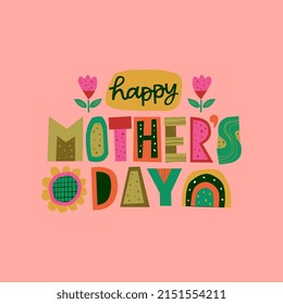 Happy Mother's Day handwritten lettering. Happy Mother's Day typography vector design for greeting cards and poster. Design template celebration. Vector illustration.