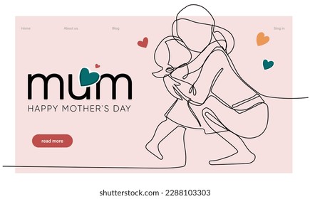 Happy Mother's Day handwritten lettering. Continuous line drawing text design. Vector illustration. Vector illustration