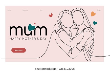 Happy Mother's Day handwritten lettering. Continuous line drawing text design. Vector illustration. Vector illustration - Shutterstock ID 2288103305