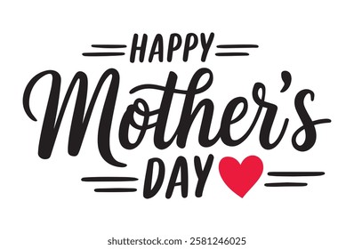 Happy Mother's Day handwritten lettering. Happy Mother's Day typography vector design for greeting cards and poster. Design template celebration. Vector illustration.
