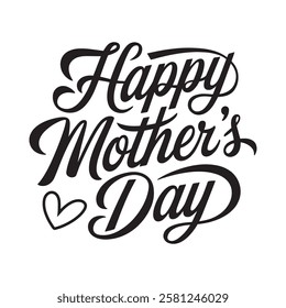 Happy Mother's Day handwritten lettering. Happy Mother's Day typography vector design for greeting cards and poster. Design template celebration. Vector illustration.
