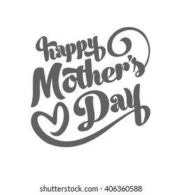 Happy Mothers Day Handwritten Lettering. Vector Illustration. Mother's Day Greeting Card Logo Template With Heart On A Transparent Background