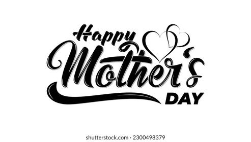 Happy Mother's Day. Handwritten text modern calligraphy vector illustration. Mother's Day card with heart symbol ornament