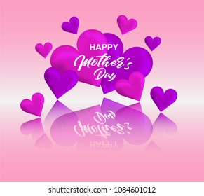 Happy Mother's day with Heart background. light and shadow . Vector.