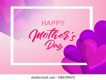 Happy Mother's day with Heart background. light and shadow . Vector.