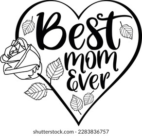 Happy Mother's day with heart with floral design, Vector Illustration, sublimation