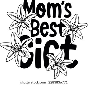 Happy Mother's day with heart with floral design, Vector Illustration, sublimation