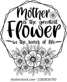 Happy Mother's day with heart with floral design, Vector Illustration, sublimation