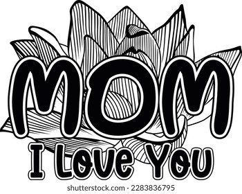 Happy Mother's day with heart with floral design, Vector Illustration, sublimation