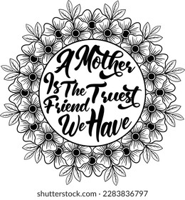 Happy Mother's day with heart with floral design, Vector Illustration, sublimation