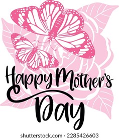 Happy Mother's day with heart with floral design, Vector Illustration, sublimation