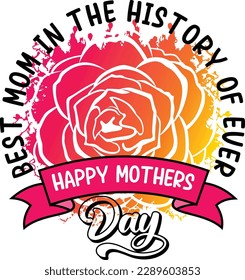 Happy Mother's day with heart with floral design, Vector Illustration, sublimation