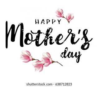 Happy Mother's Day Heart illustration vector Calligraphy Background