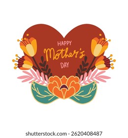 Happy Mother's Day Heart red with flower love