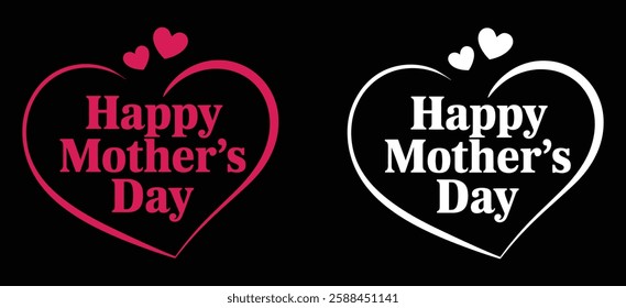 Happy Mother's Day heart  Shaped illustration Vector T-shirt Design