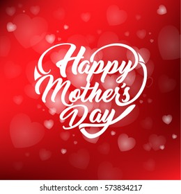 Happy Mothers Day. Heart shaped typographical design.