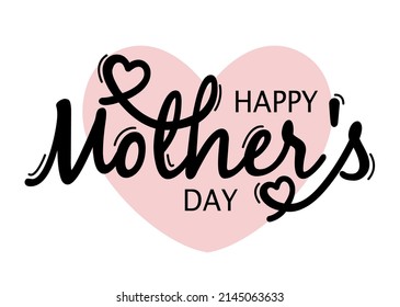 Happy Mothers Day heart typography sketch vector. Mother's day calligraphy banner