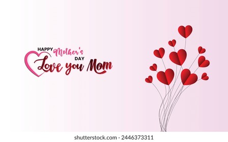 Happy Mother's day hearts greeting i love you mom luxury vector