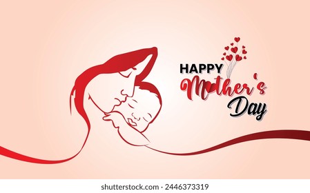 Happy Mother's day hearts greeting i love you mom luxury vector