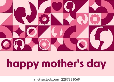 Happy Mother's Day. Holiday concept. Template for background, banner, card, poster with text inscription. Vector EPS10 illustration