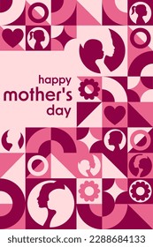 Happy Mother's Day. Holiday concept. Template for background, banner, card, poster with text inscription. Vector EPS10 illustration