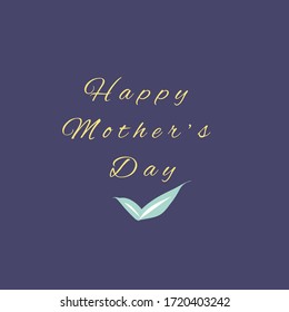 Happy Mother's Day Holiday Handwriting Background with Line Art Leaves