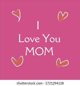 Happy Mother's Day Holiday Handwriting Background with Line Art Leaves