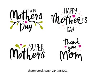 Happy Mothers Day holiday Lettering set Vector 