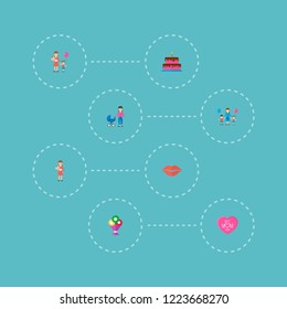 Happy mother's day icon flat layout design with baby, children and best mother ever symbols. Lovely mom beautiful feminine design for social, web and print.