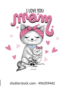 happy mothers day illustration cats graphic for t shirt print