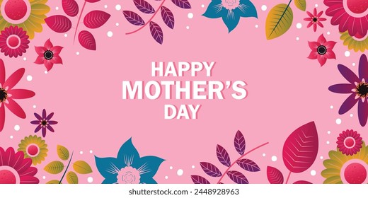 Happy mother's day illustration. Floral decoration graphic for Mother's day event, banner and design frame