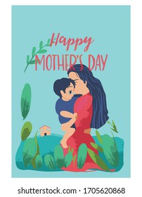 Happy mothers day illustration and greeting cards
