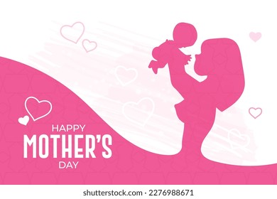 Happy mothers day illustration with mom and child love, Happy mothers day greeting card template