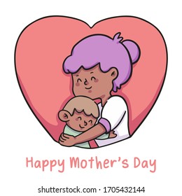 happy mother's day illustration mother hugging child