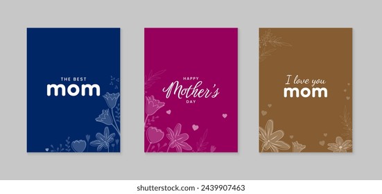 Happy mother's day. Mother's Day illustration set with flowers. Card, poster, cover design template. Vector